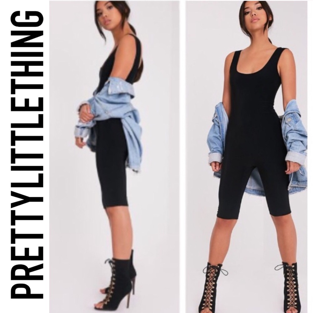 **SOLD** PrettyLittleThing Black Slinky Unitard - Picture 2 of 5
